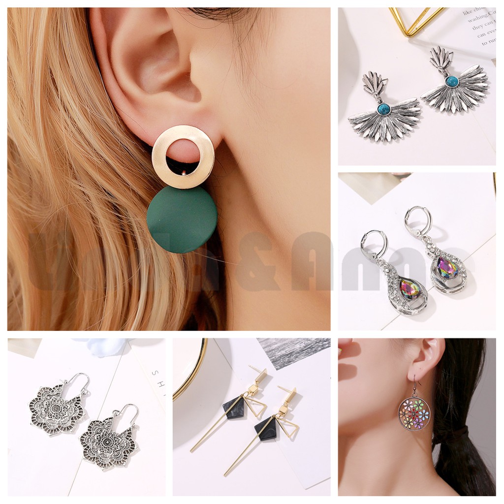 Set Anting Gaya Korea 16 Variasi Aksen Mutiara + Rumbai Gaya Bohemian untuk Wanita Fashion