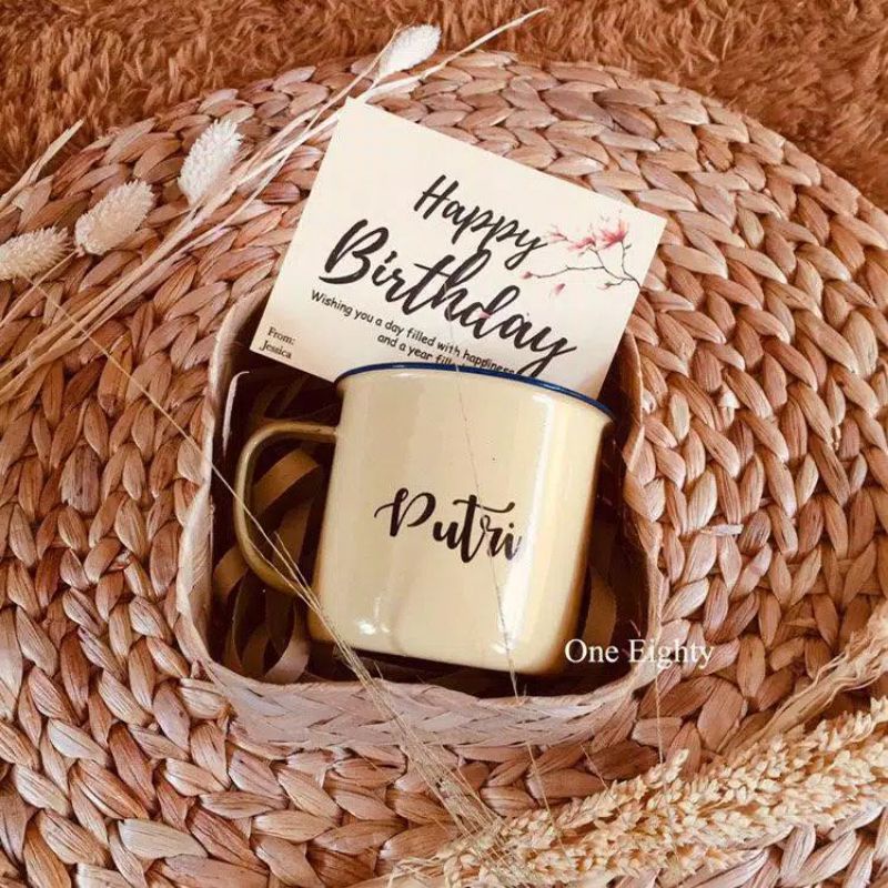 Hampers Mug Custom Packing Bamboo Eksklusif / Hampers Mug Enamel Custom