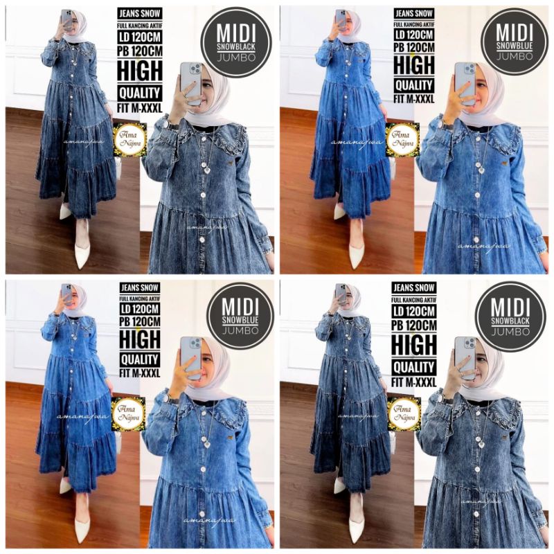 MIDI SNOWBLU JUMBO JEANS ORIGINAL BY AMA NAJWA (100% ORI BERLABEL AMA NAJWA)