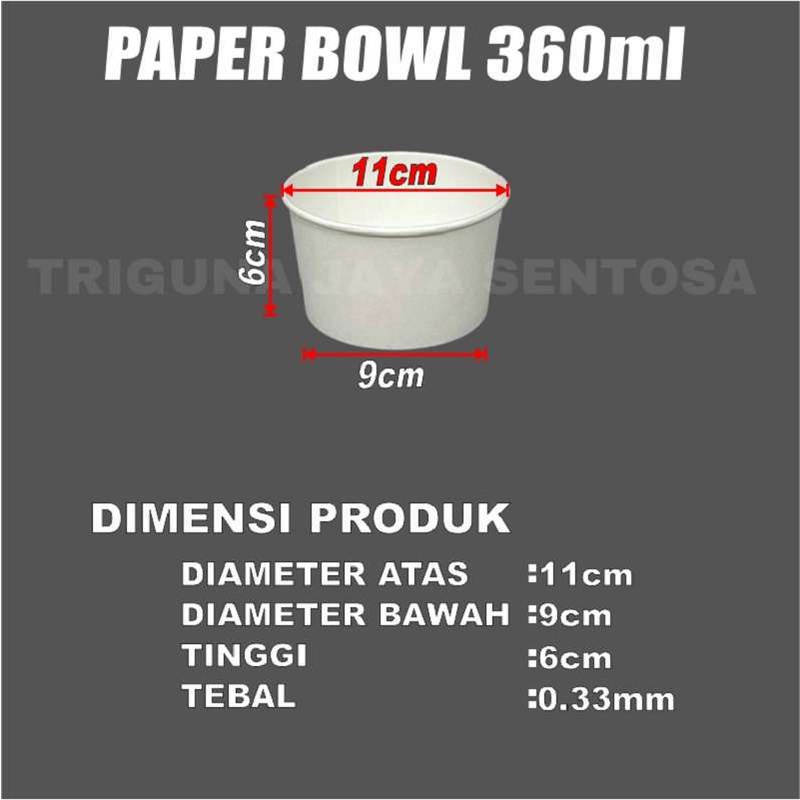 Paper Bowl 360ml Tebal Per Dus Mangkuk Tahan Microwave Mangkok Kertas Tahan Panas Semua Jasa Kirim