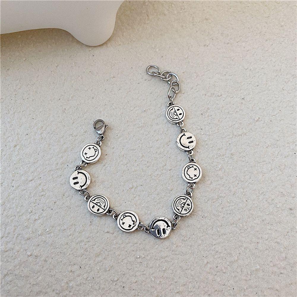 Mxbeauty Pria Gelang Minoritas Sederhana Smiley Face Tembaga Adjustable Pesta Perhiasan Aksesoris Korea Style Jewelry