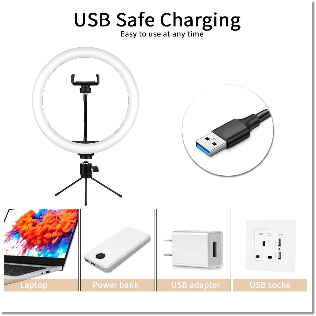 Lampu Halo Ring Light LED Kamera 12W 10 Inch 26cm + Smartphone Holder - RL-21