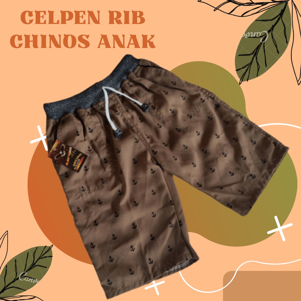 CELANA PENDEK ANAK LAKI-LAKI USIA 5-12 TAHUN MOTIF JANGKAR PINGGANG RIB | CELANA PENDEK ANAK RIB MOTIF JANGKAR DISTRO