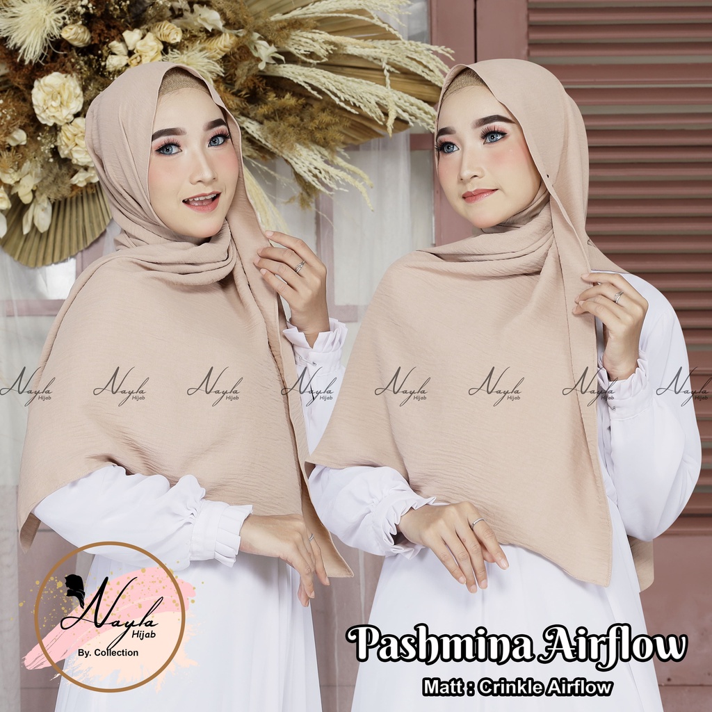 Pashmina Crinkle Airflow Premium Hijab Pashmina Anti Kusut Jilbab Pashmina Airflow Terbaru Nayla Hija'b