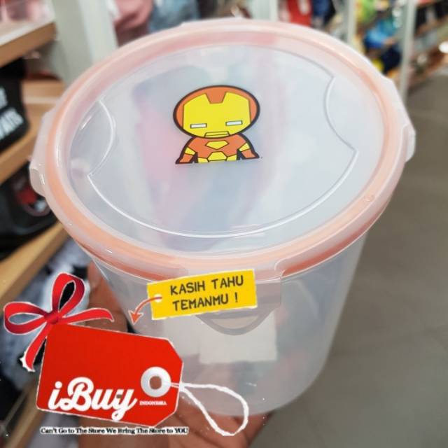 Miniso Cute Ironman Marvel Toples Cookie Jar Tempat Kue 1600ml