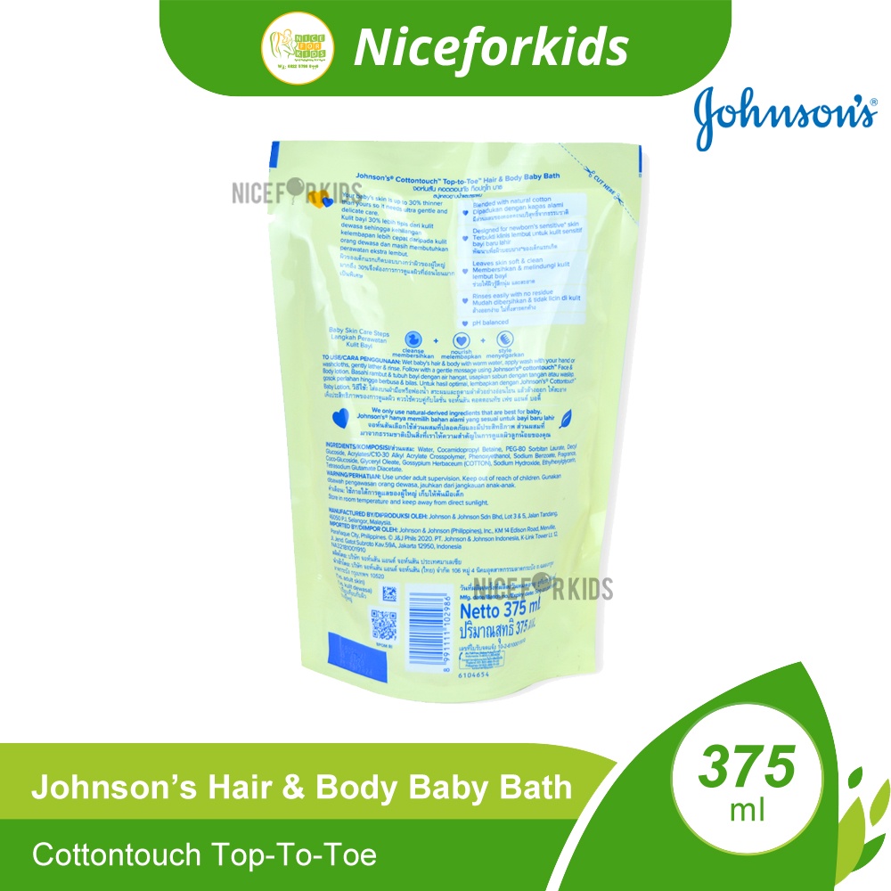 Johnson's Hair &amp; Body Baby Bath Refill 375 ml / Sabun Mandi Bayi / Sabun Mandi Cair Bayi