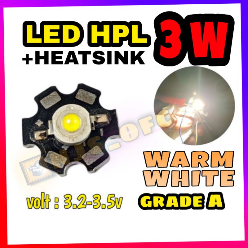 LED HPL 3 WATT PUTIH HANGAT / WARM WHITE GRADE A HPL + STAR PCB 3Watt, AQUASCAPE, DECORATION SENTER CAHAYA