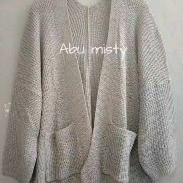 Syasweater -  LOCCY CARDY Cardigan Rajut Wanita Kardigan Tebal Oversize XL-Abu muda
