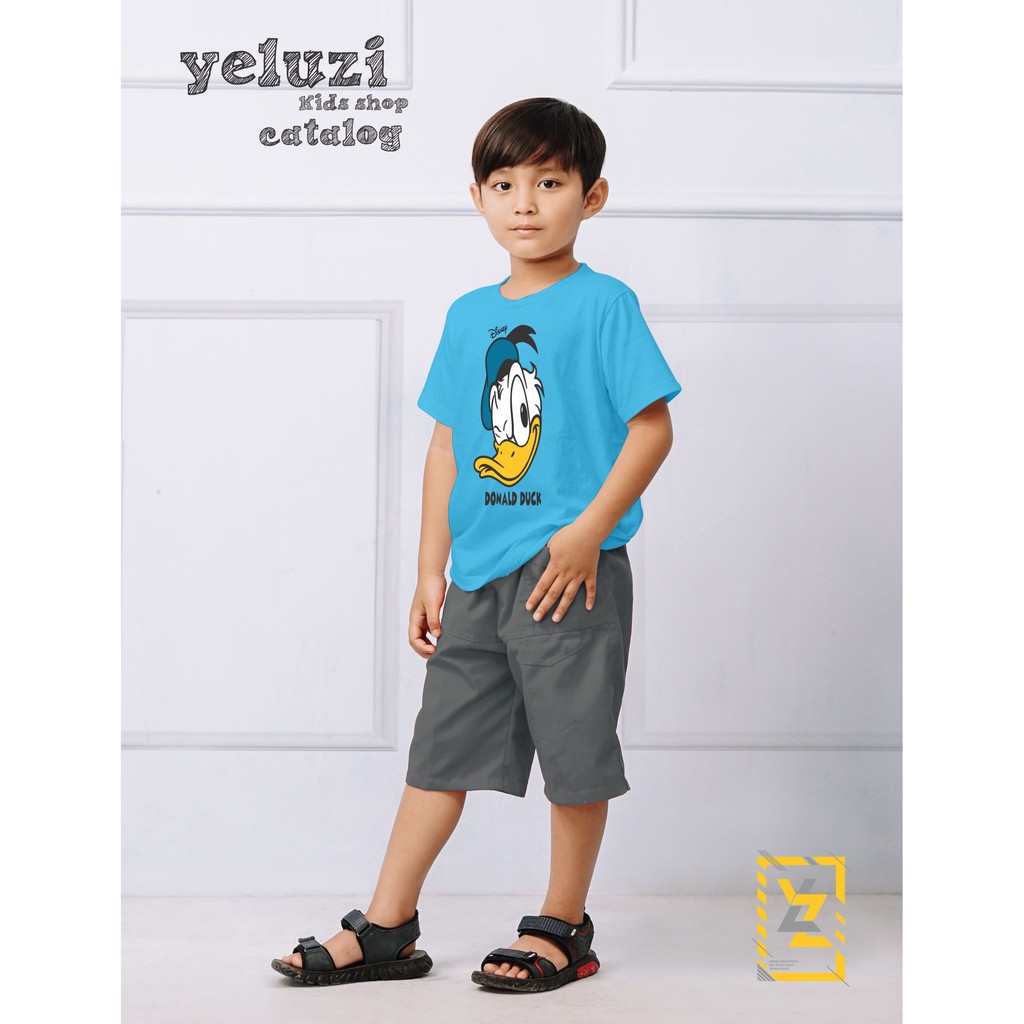 Kaos Baju anak oblong karakter donald duck biru yeluzi