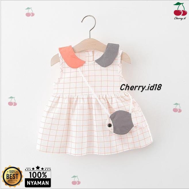 Cherry COD Sangja Dress Korean Girl+Pouch / Baju Anak Perempuan / Dress Anak Cewek D47