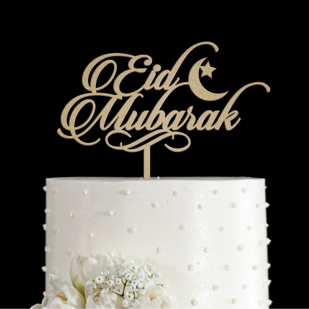 Eid Mubarak dan Selamat Idul Fitri Acrylic Cake Topper