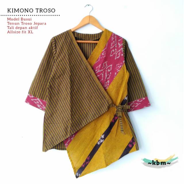 Kimono tenun troso mix lurik dan kimono nadira tenun.