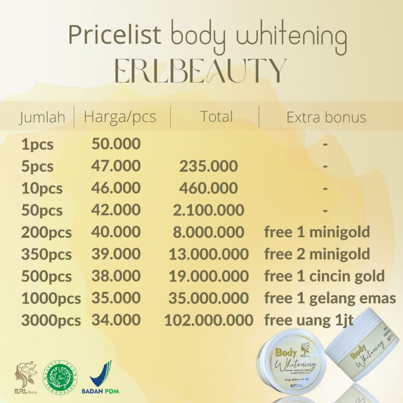 BODY WHITENING SUPER ERL BEAUTY
