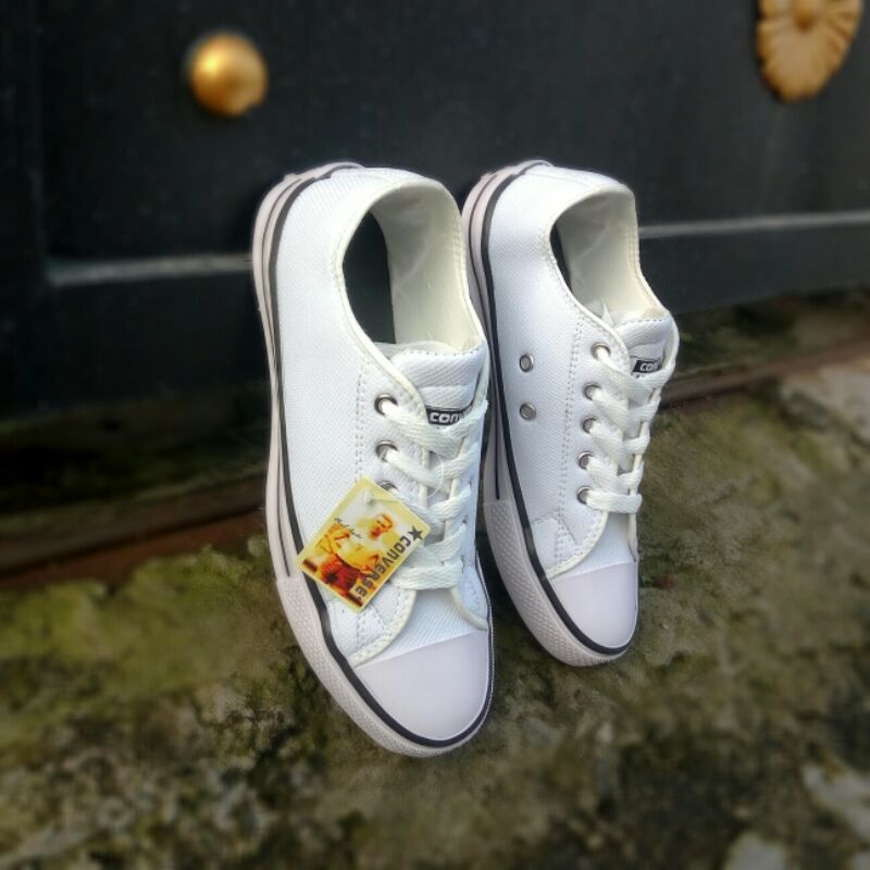 COD !! Sepatu Converse AllStar pendek / Sepatu warna hitam putih klasik / Sepatu wanita pria - terpopuler-Putih