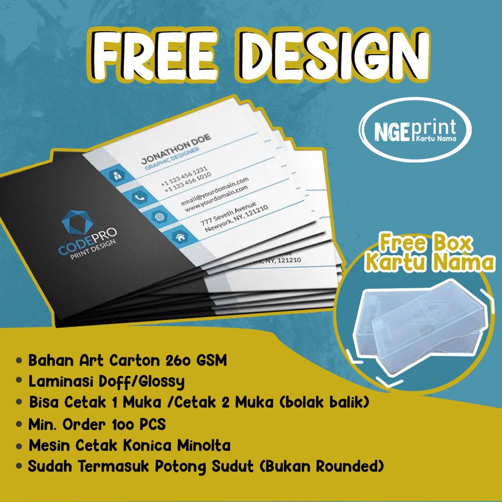 Jual Kartu Nama Free Design Laminasi Doff Glossy Indonesia Shopee