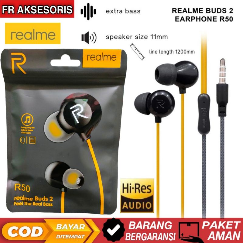 Headset Realme Buds 2 R50 Earphone Realme Buds Hd sound Bass with mic
