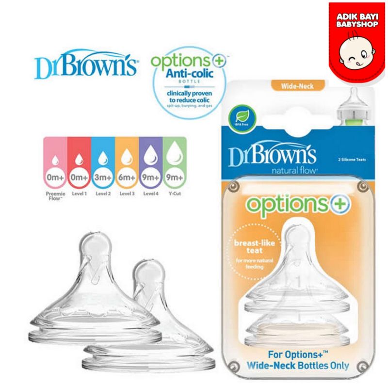 Dr Brown’s - Natural Flow Nipple Options+ Wide Neck