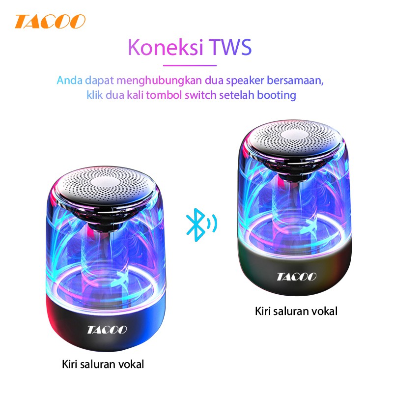 TACOO Bluetooth TWS Speaker LED /Portable Speaker Bass