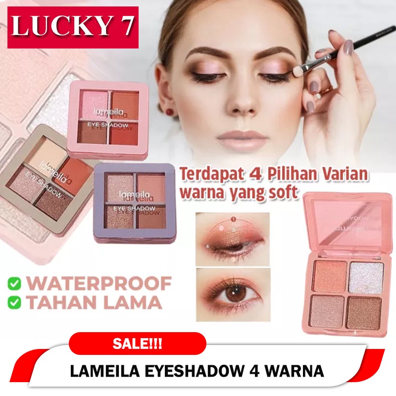 DBI - NEW LAMEILA Eyeshadow Mate Pallet 4 Warna Kombinasi Glitter Anti Air dan Tahan Lama