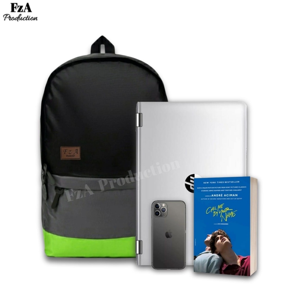 Tas Ransel Gendong Laptop Distro Sekolah Kuliah Pria Wanita Black Murah Original FzA BUY 1 GET 2