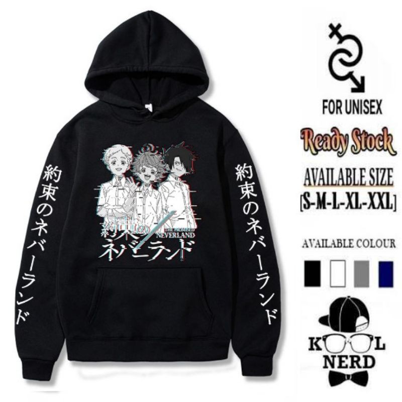 HOODIE KATUN ANIME THE PROMISE NEVERLAND NORMAN - EMMA - RAY BERJANJI NEVERLAND HOODIE COSPLAY ANIME