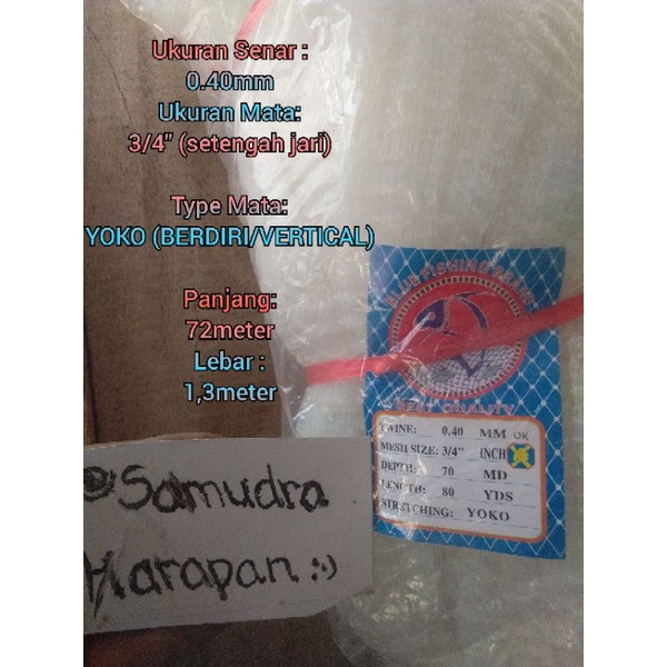 Jaring IKAN 0.40  MS 3/4" 70x8 YOKO