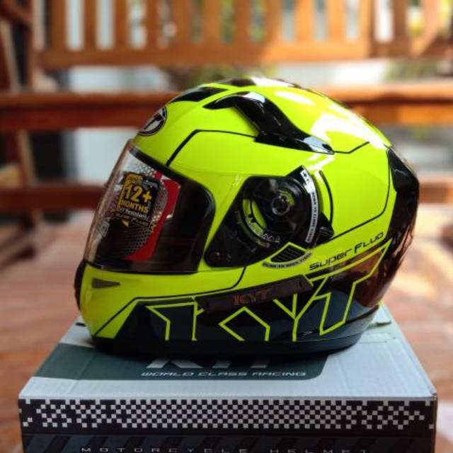 Helm KYT K2R Superfluo Super Fluo Yellow Fluo Full Face K2 Rider Kuning Double Visor Murah