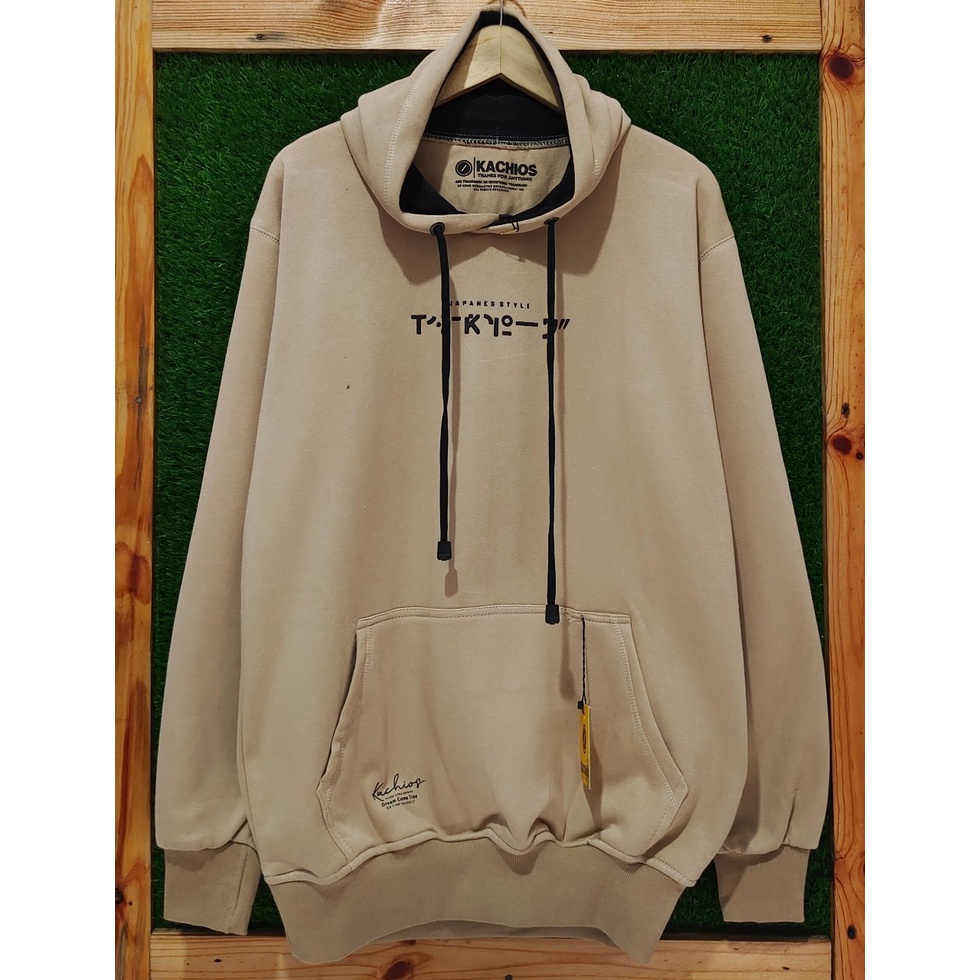 Sweater Hoodie Pria Warna Cream Tokyo Japan Bahan Katun Felece Tebal Original Distro Ukuran M L XL XXL Basic Kasual Japanese Style