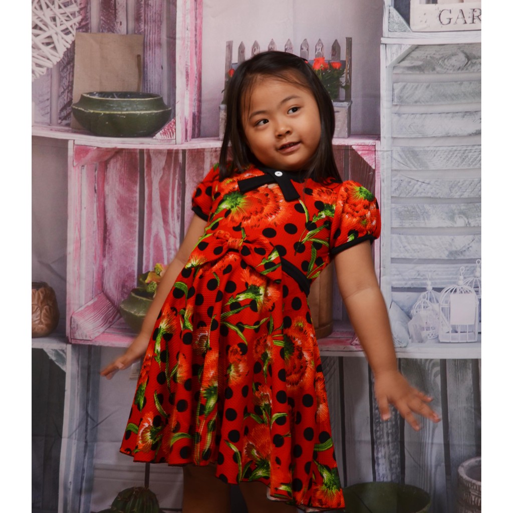 Dress Casual Anak Perempuan Waffel Printing Premium Import