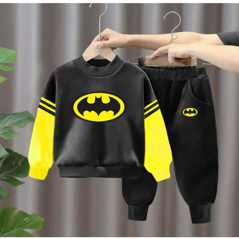 SETELAN BABYTERRY ANAK/SWEATER ANAK KEKINIAN/SWEATER BATMAN TERBARU 1-5 TAHUN