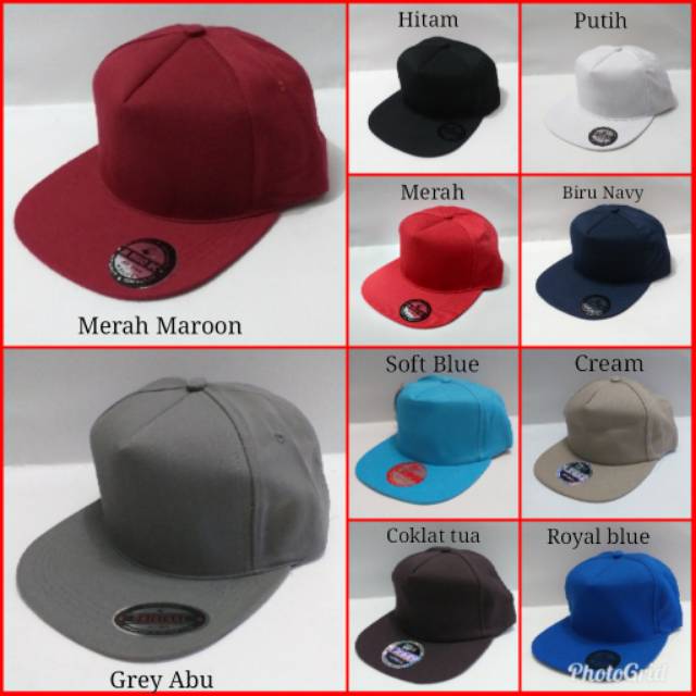 Topi Snapback Polos Dewasa Full Merah Maroon Bahan Rapel Distro Berkualitas - Merah Maroon