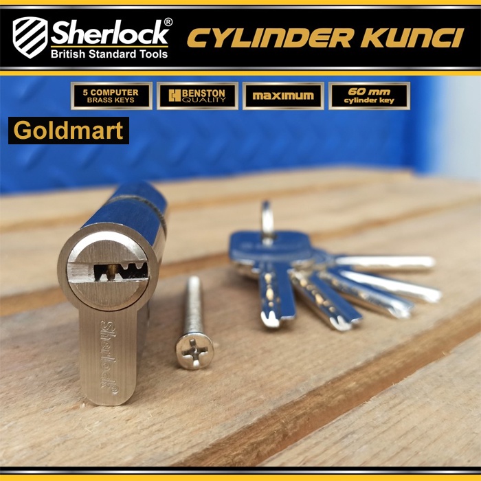 Silinder Kunci Pintu Komputer Sherlock (Anti Duplikat) Brass 60 mm