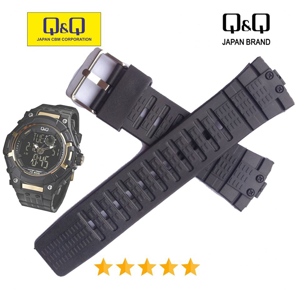: Strap QQ QnQ Q&amp;Q GW80 m125 GW-80 Tali Jam Tangan Q&amp;Q GW 80 Black