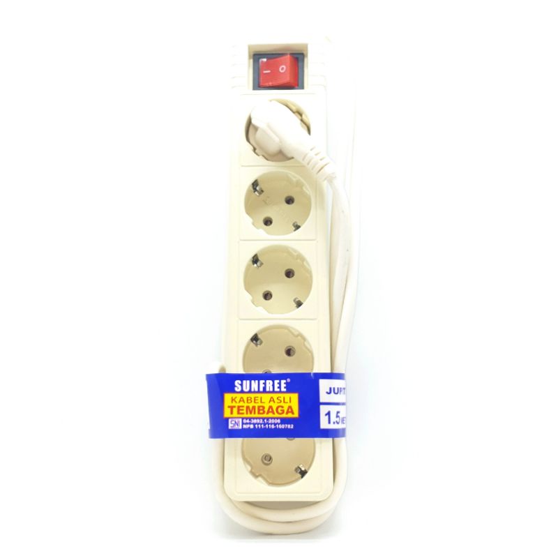 FSK-15 1,5M 5L Sunfree Stop Kontak Arde Switch Kabel 1,5 Meter 5 Lubang / Colokan Listrik