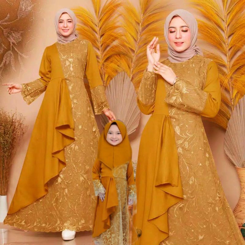 (GAMIS TERBARU 2021)DRESS GAMIS BRUKAT TILE/DRESS KONDANGAN ANAK PEREMPUAN/SIZE XS,S,M,L,XL