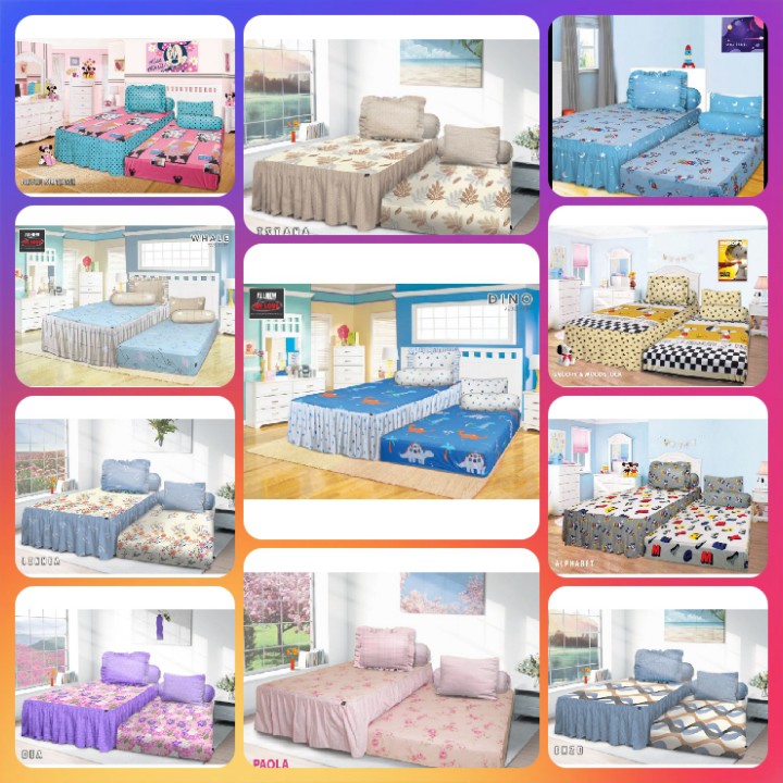 Sprei My love Single duo 2 in 1 120x200  Motif Dewasa kembang Karakter Anak Minimalis Bahan Katun Or