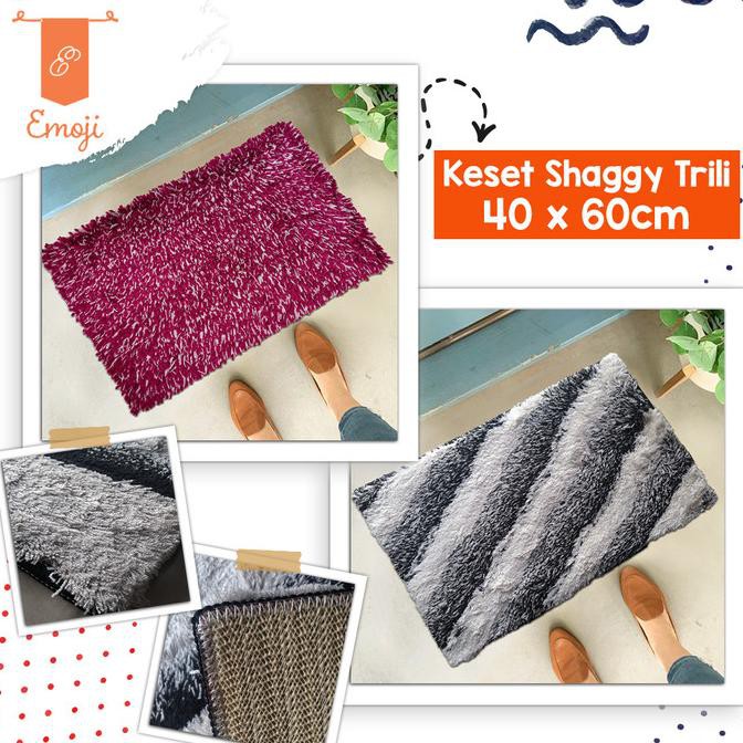 BAYAR DITEMPAT Keset kaki anti slip doormat shaggy Trili 40x60 cm TERMURAH