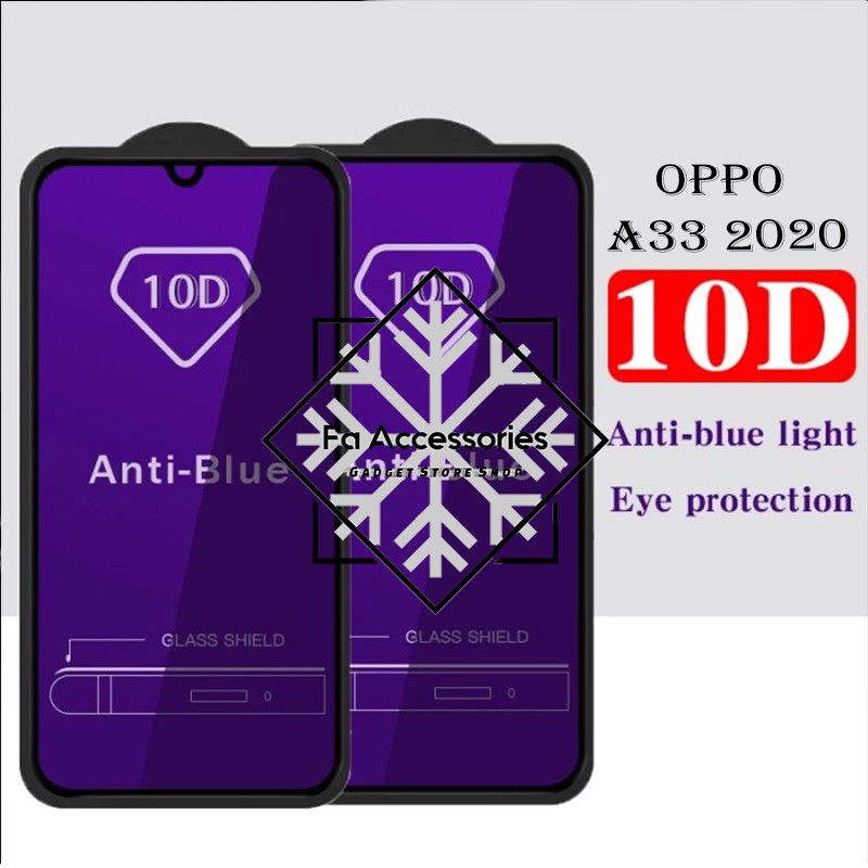 Tempered Glass Bluray Anti Blue Light Full 10D 99D Oppo a33 2020