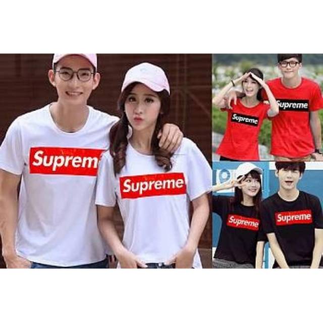 Koas Couple Supreme pdk / Kaos couple branded kekinian / baju pasangan terbaru