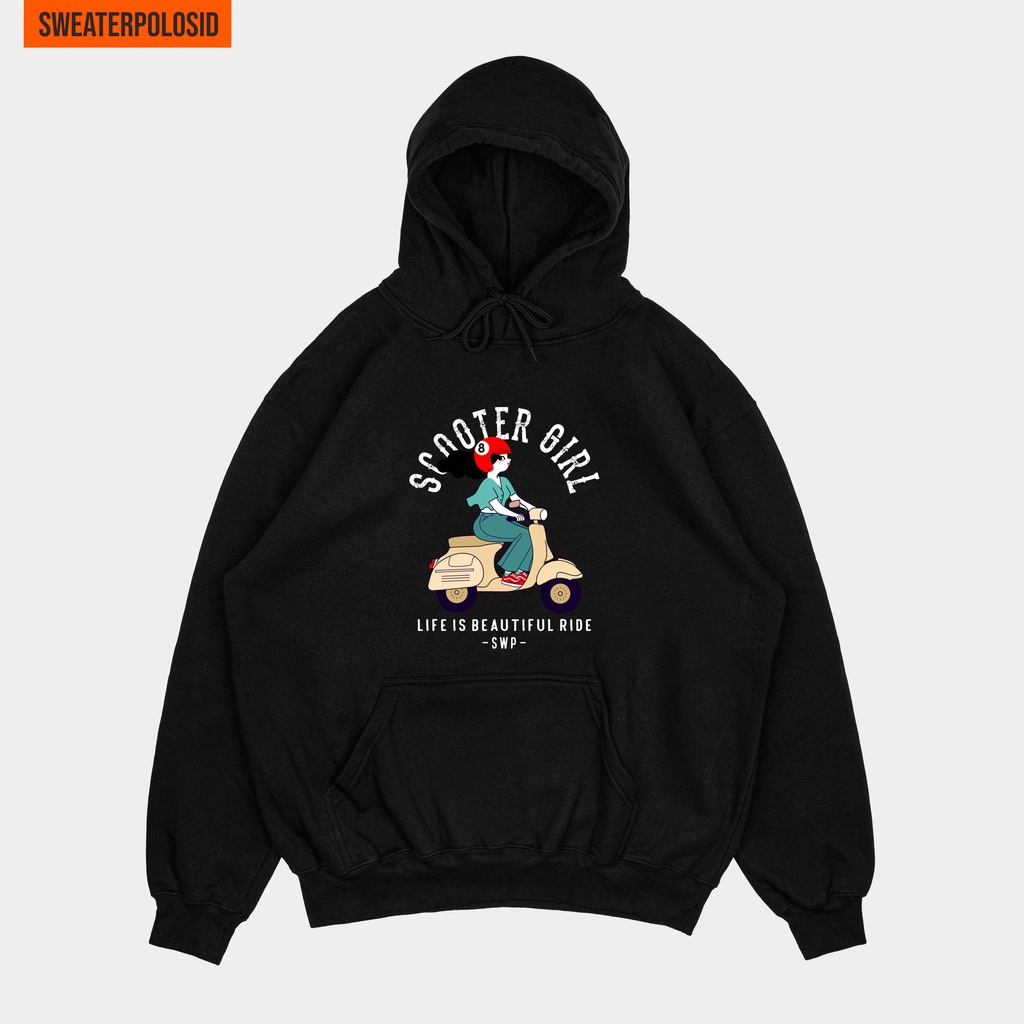 SWEATERPOLOSID Hoodie Jumper Scooter Girl S - XXL (Pria & Wanita)-HITAM
