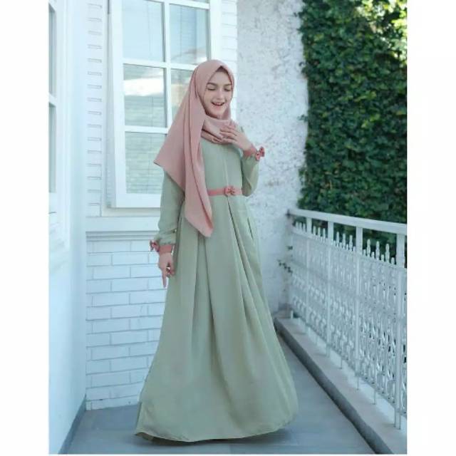 Revalina dress baju muslimah fashion muslim pakaian wanita baju gamis