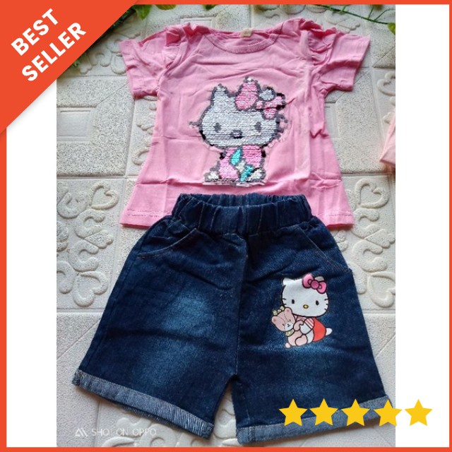 [0-4 TAHUN] BAJU SETELAN JEANS ANAK PEREMPUAN IMPORT 0-4 TAHUN HOTPANTS SETELAN BAYI DAN ANAK IMPORT BUNGA FLOWER / SETELAN CELANA JEANS PENDEK ANAK CEWEK IMPORT / SETELAN HOTPANTS JEANS KAOS ANAK IMPORT 6bln 1th 2th 3th 4th