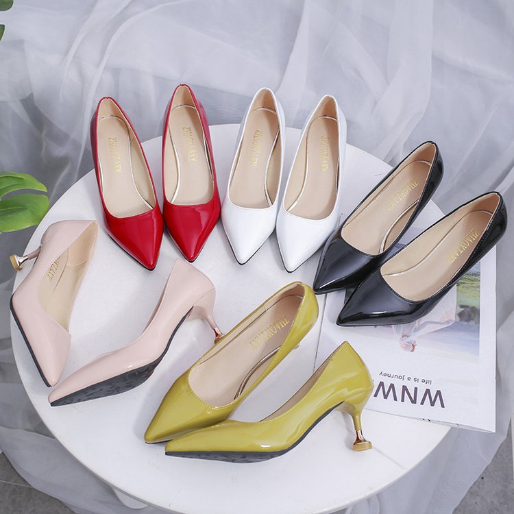 SL462 SEPATU IMPORT - 6.5cm-HEELS POLOS SEPATULADY SEPATU KUNING HEELS MERAH PINK HITAM PUTIH