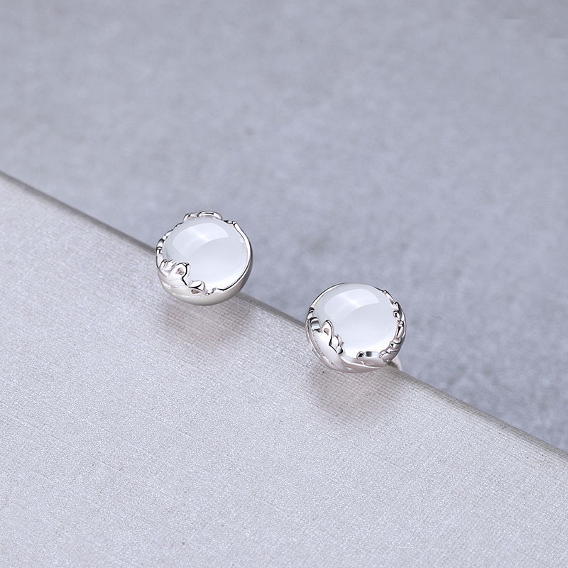 Anting Tusuk Sterling Silver 925 Dengan Batu Giok Hetian Natural Untuk Wanita