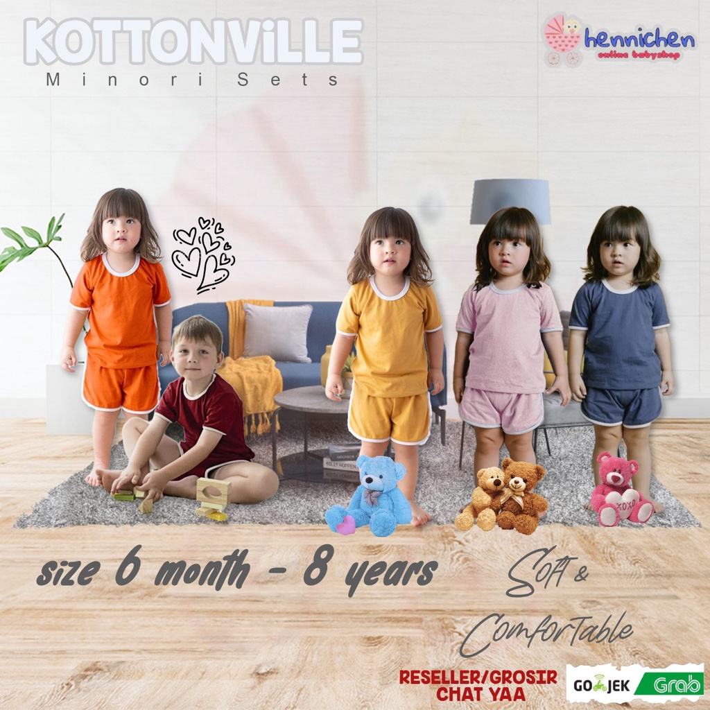 KOTTONVILLE Takoyakids Minori Sets Steel Blue Setelan Anak Setelan Bayi 6 Bulan - 8 Tahun