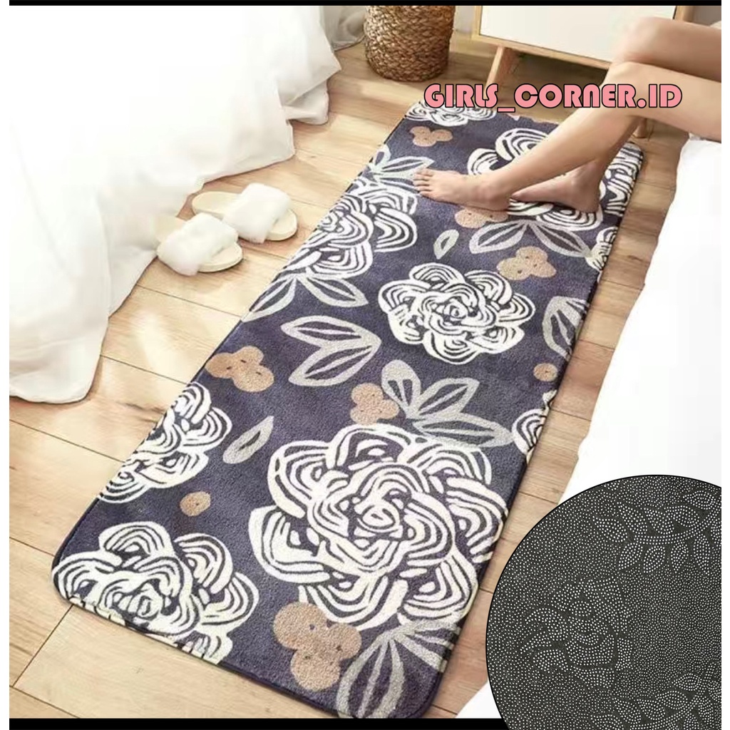 KESET PANJANG MODERN BULU HALUS MINIMALIS LEMBUT40X120 ANTI SLIP MOTIF MENARIK FLOWER BUNGA