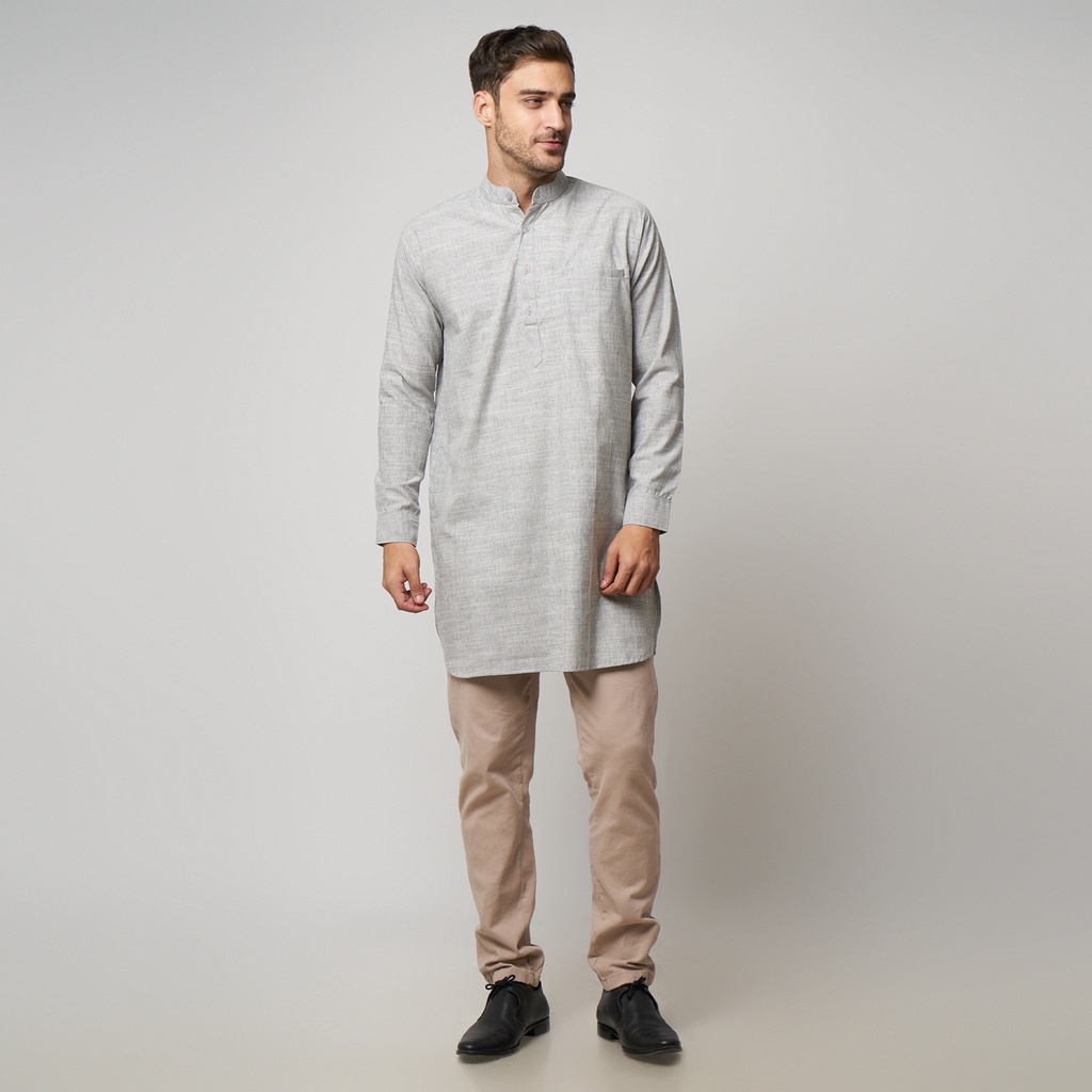 RGB Clothing Company Kemeja Kurta Pria Pakistan Lengan Panjang Abu Tua RHMJ6705103