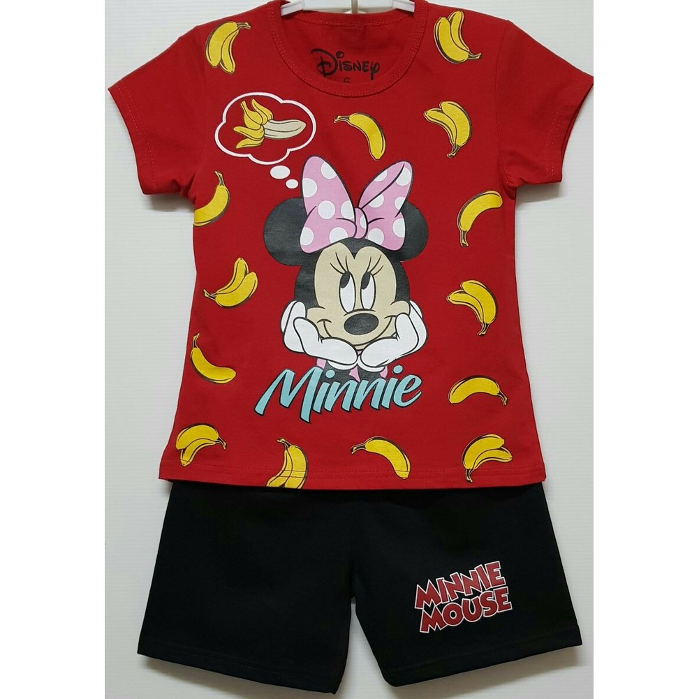 NR SETELAN ANAK SIZE 7 10 MINNIE MOUSE BANANA MERAH  KAOS KARAKTER DISNEY