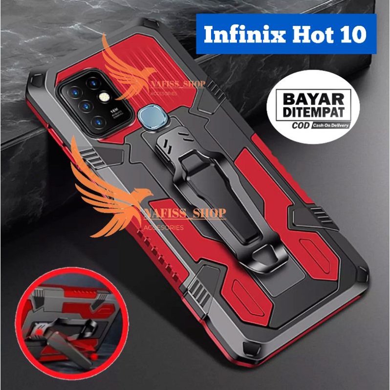 Softcase Infinix Hot 10 ( X682B ) Hard Case Belt Clip Robot Transformer Soft Hybrid Leather