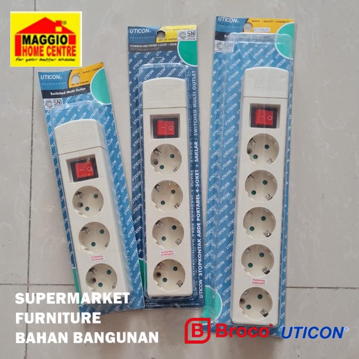 STOP KONTAK SAKLAR LUBANG 4 - STOPKONTAK 4 LUBANG - COLOKAN LISTRIK - ST BROCO UTICON